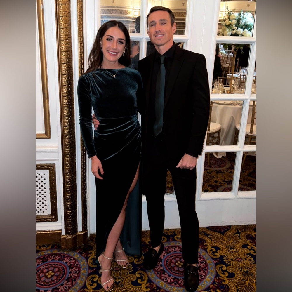 Michael Costello x revolve Gregory gown in emerald green
